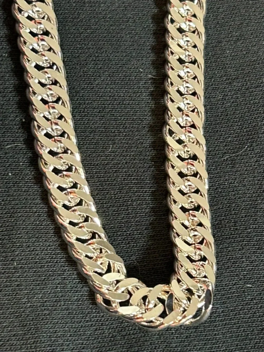Men's Silver Double Cuban Link Chain Heavy Twist Curb Grumetta Necklace Statemen